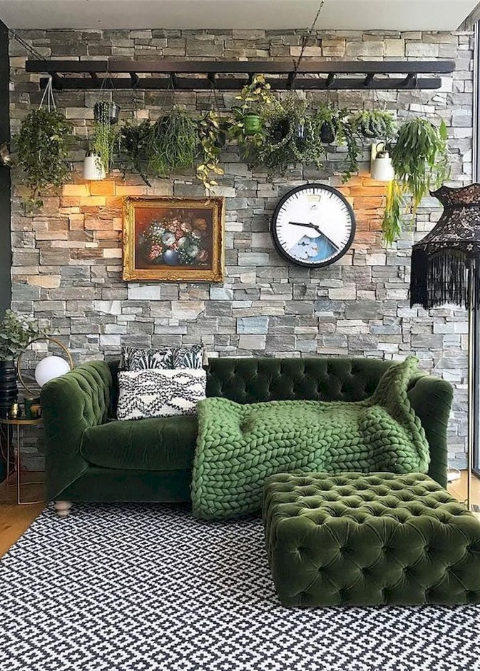 أثاث باللون الأخضر لغرفة معيشة عصرية