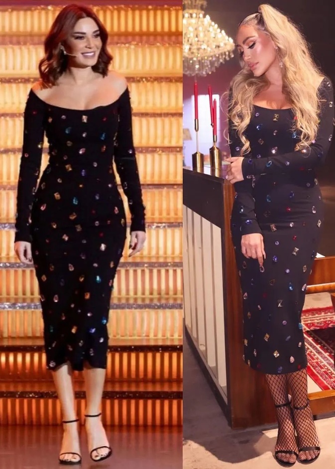 مايا دياب وسيرين عبد النور ترتديان نفس الفستان والحذاء