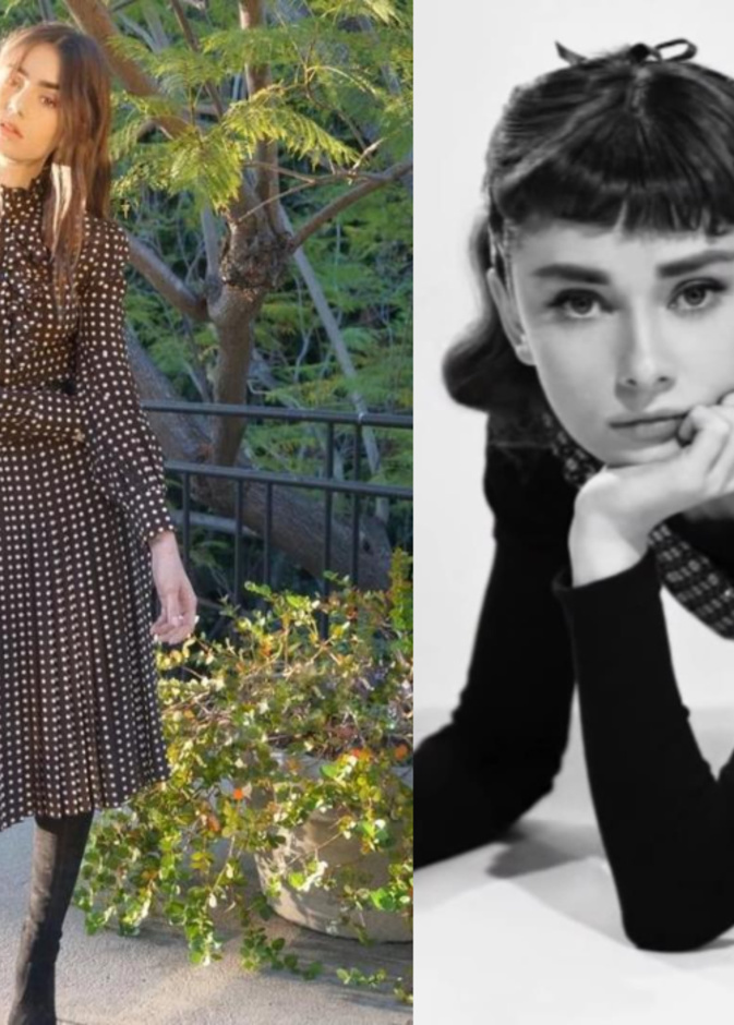 تشابه ستايل ليلي كولينز وأودري هيبورن