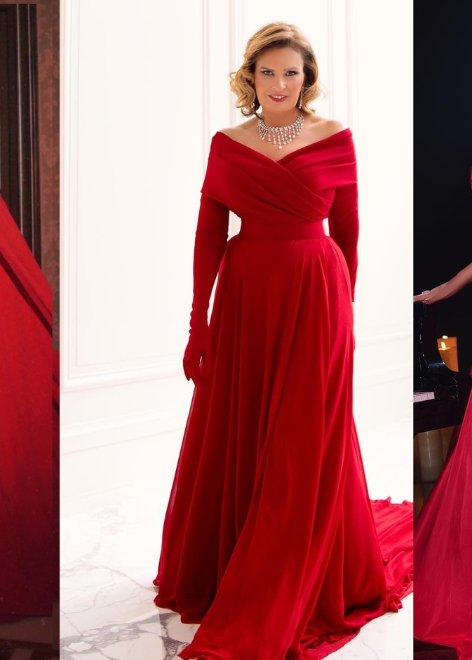 النجمات بفساتين حمراء 