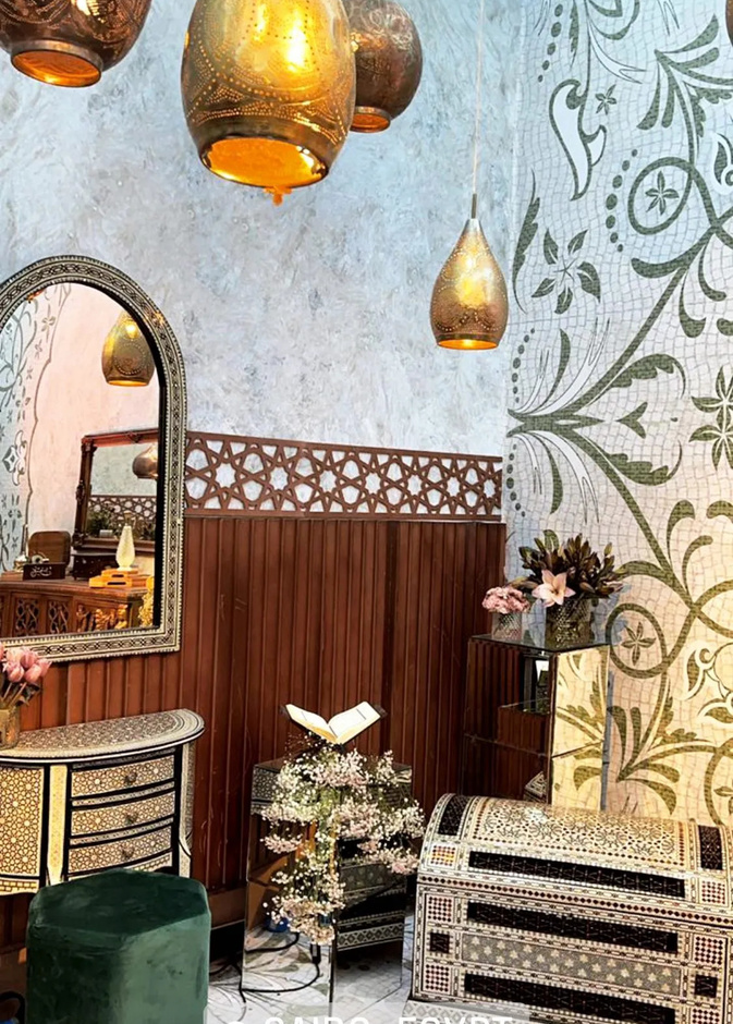 ديكورات بلمسة تراثية سورية في حفل زفاف شام الذهبي