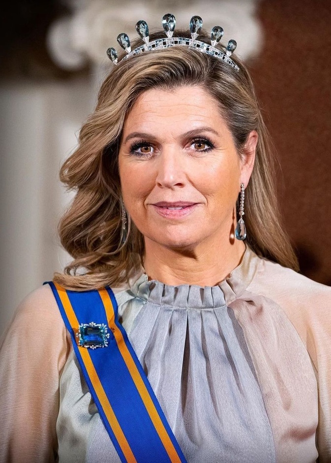 الملكة ماكسيما تتألق بتاج  Aquamarine Parure Tiara