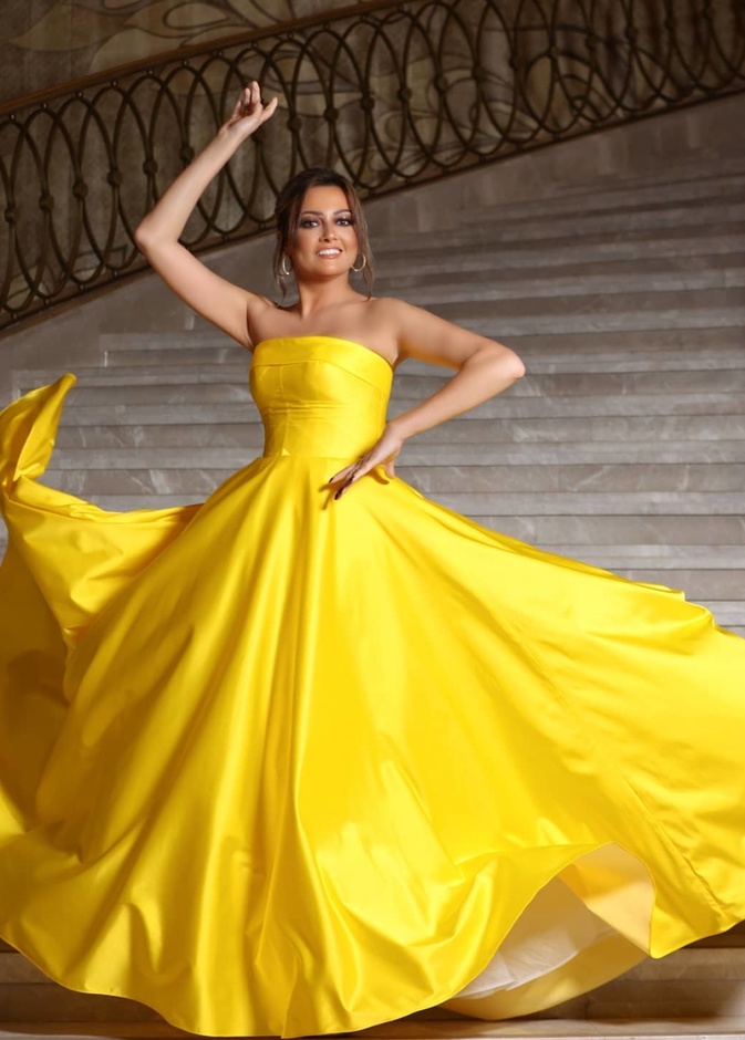 فساتين خطوبة باللون الاصفر انستقرام@bushraofficial