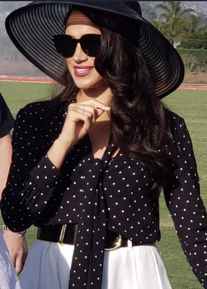 ميغان ماركل Meghan Markle خلال آخر مباراة POLO للأمير هاري في نادي سانتا باربرا للبولو والمضرب