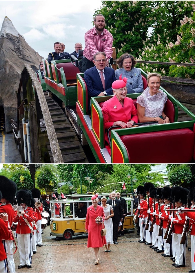 ملكة الدنمارك تقوم بتجربة الألعاب في مدينة ملاهي في أحدث ظهور لها