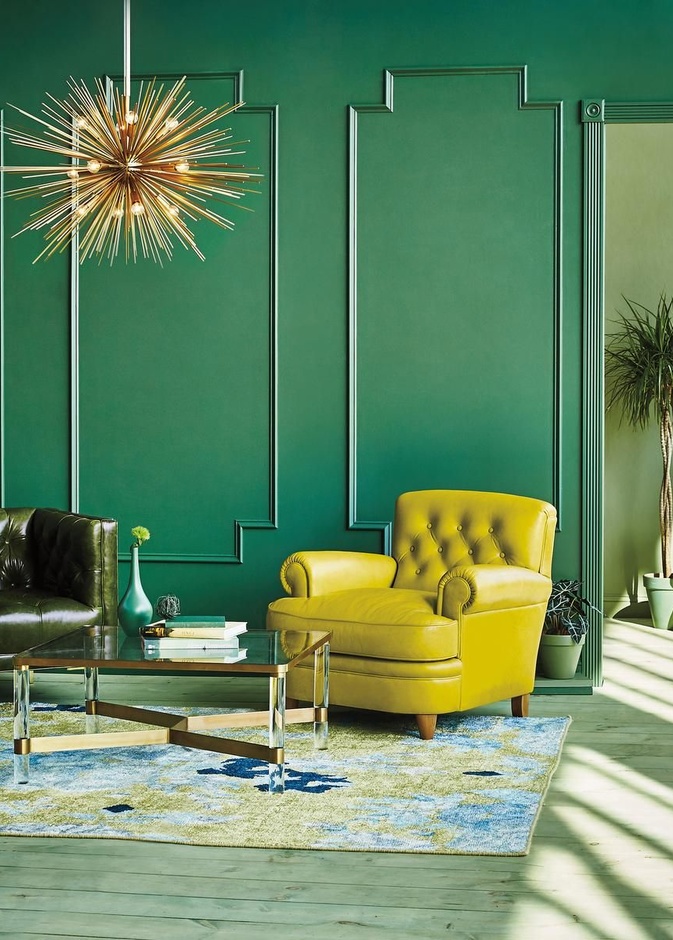 الجمع بين الأصفر والأخضو في الديكور