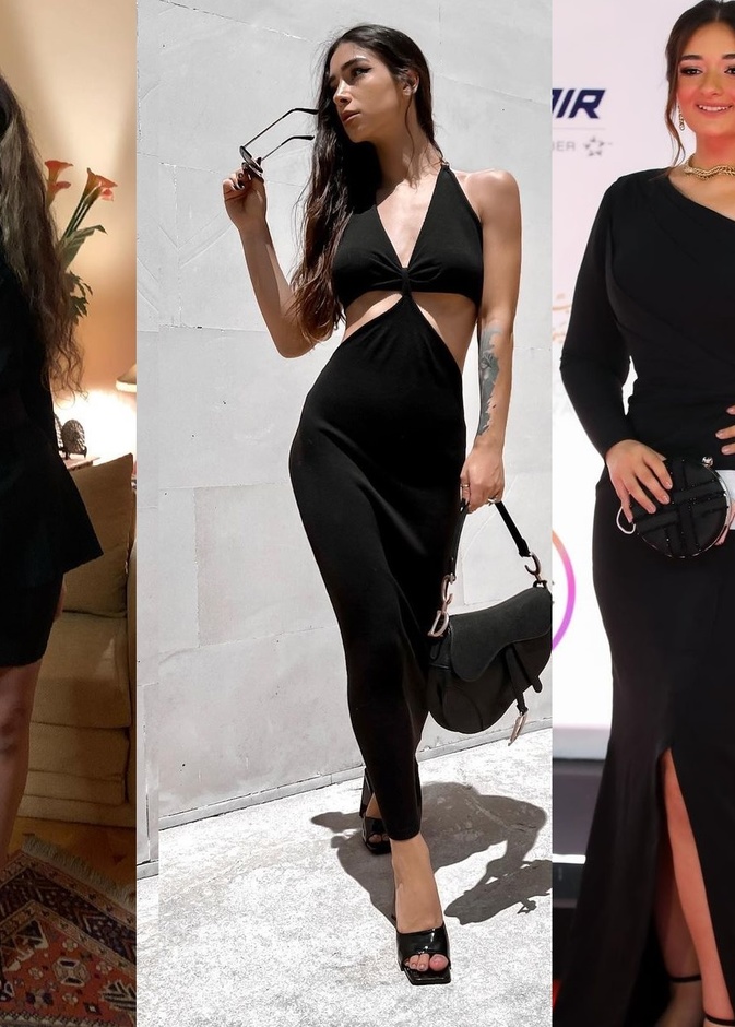 اطلالات بنات النجوم باللون الاسود 