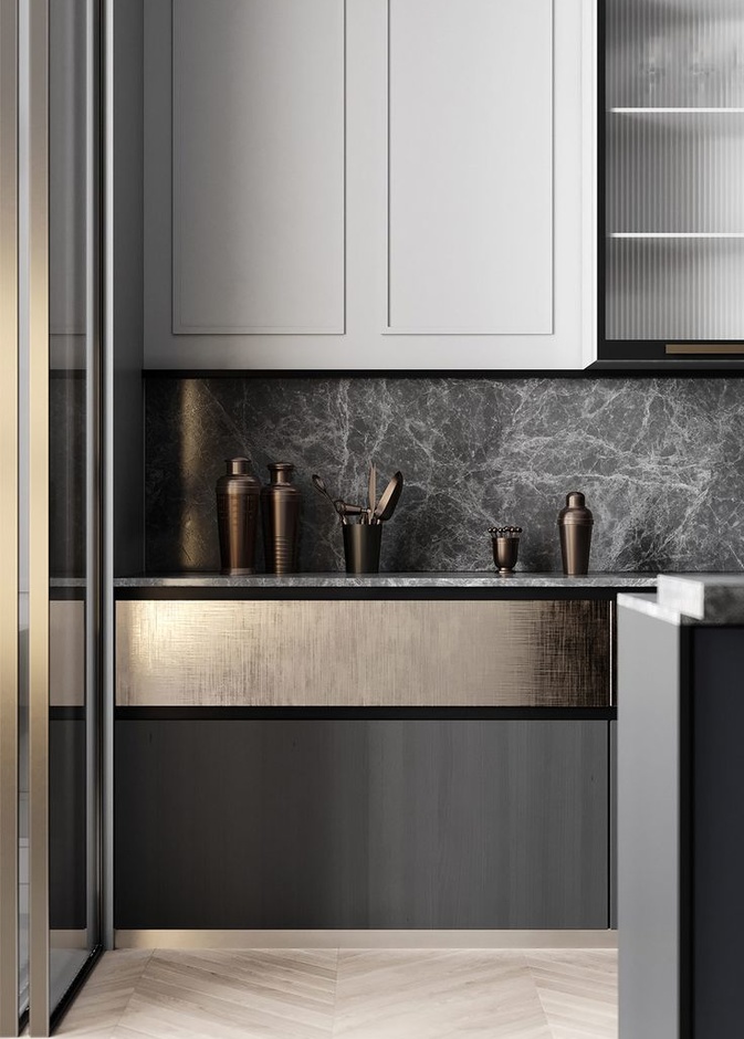 إضافة صغيرة من المعدن لمطبخ عصري