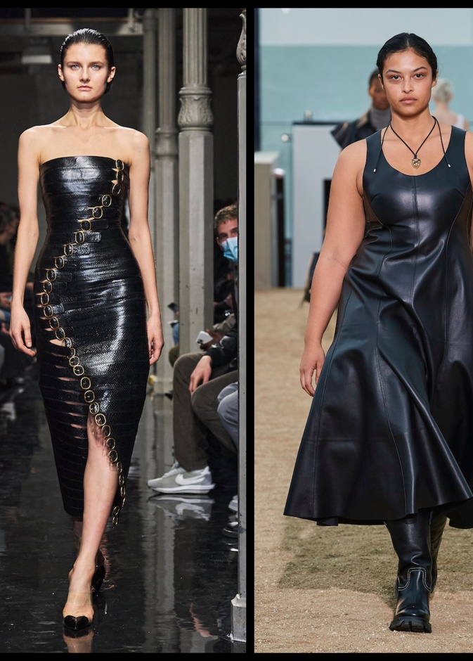 فساتين جلد أنيقة للنساء الممتلئات والنحيلات من مجموعات خريف 2023