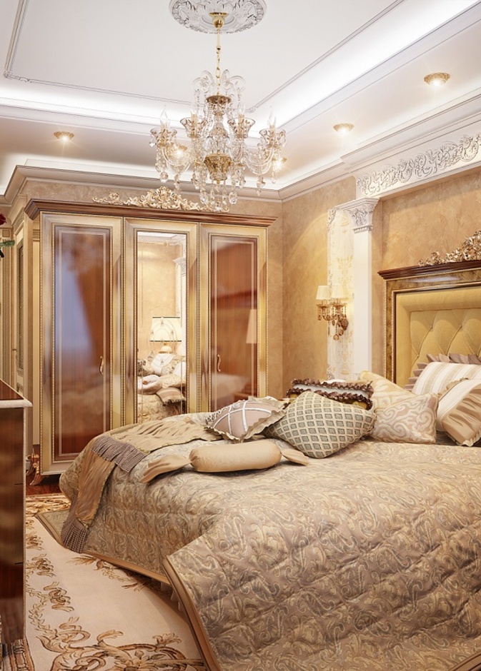 ينصح بإضافة اللون الذهبي في عناصر مثل إطارات الصور والوسائد والستائر وورق الحائط في غرفة نومك