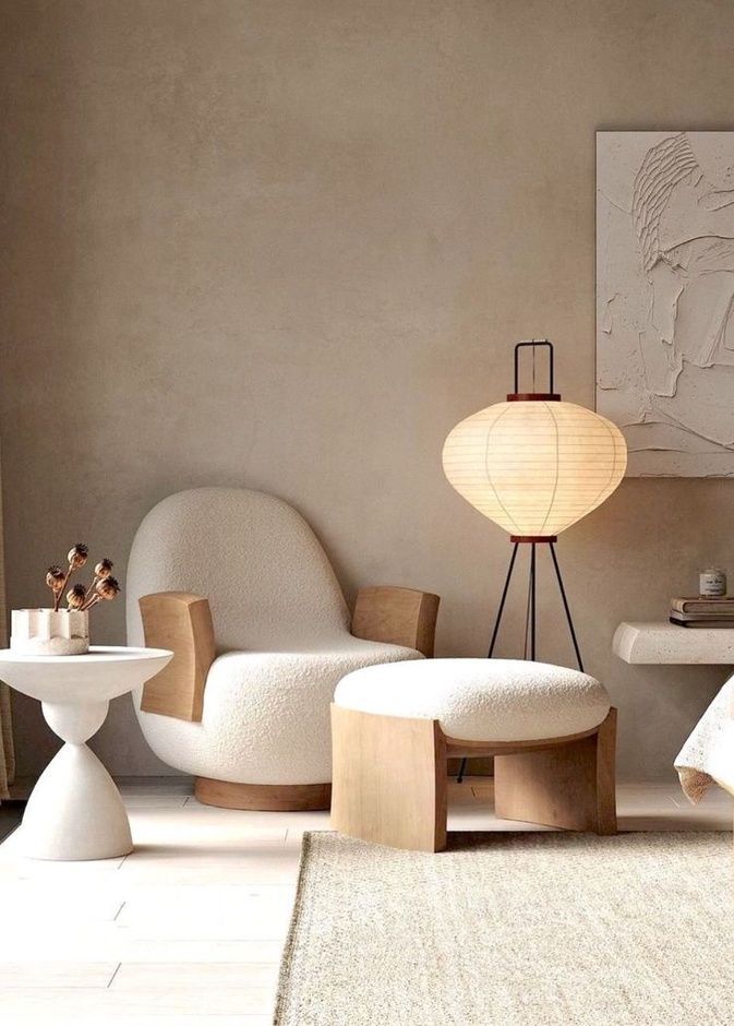 ديكور زاوية منزل بالبيج الحيادي والخشب