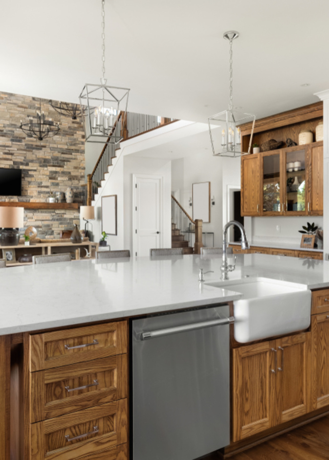 أجمل أفكار مطابقة المطبخ مع غرفة المعيشة