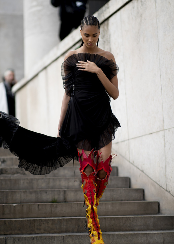 حذاء بوت بساق عالية متعدد الألوان بتنسيق من Street style