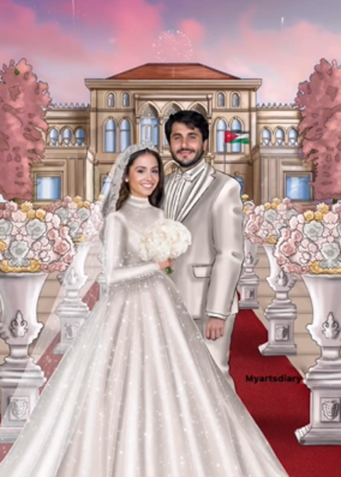 العروسان بتصميم مصممة دعوات الزفاف الإلكترونية لانا سردار