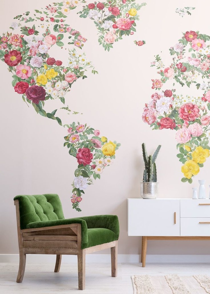 تصميم ورق جدران مزهر لديكور عصري وفينتاج