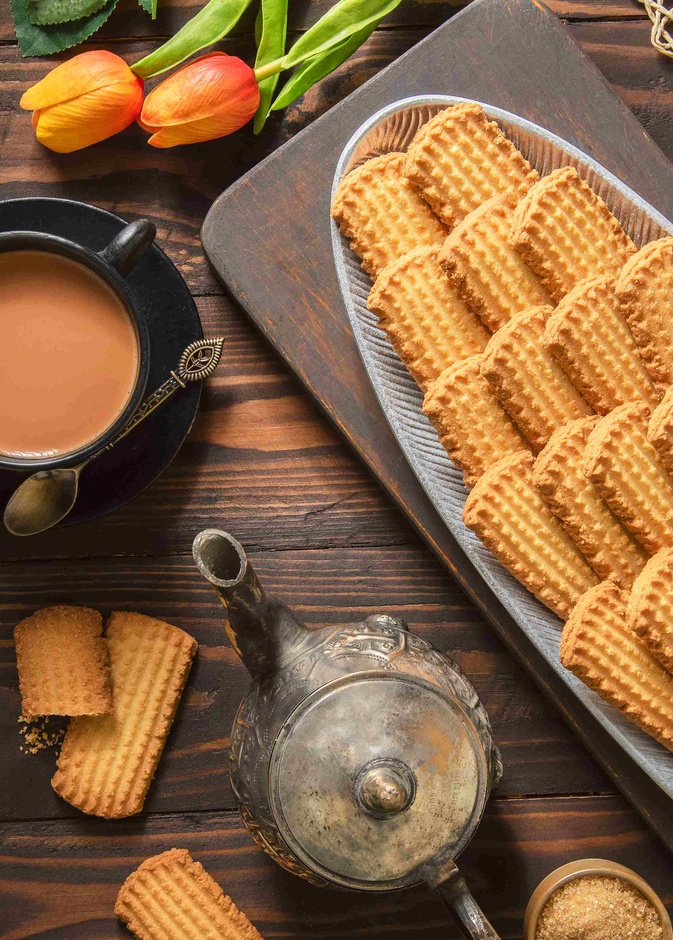البسكويت ألذ وجبة خفيفة مع الشاي والقهوة