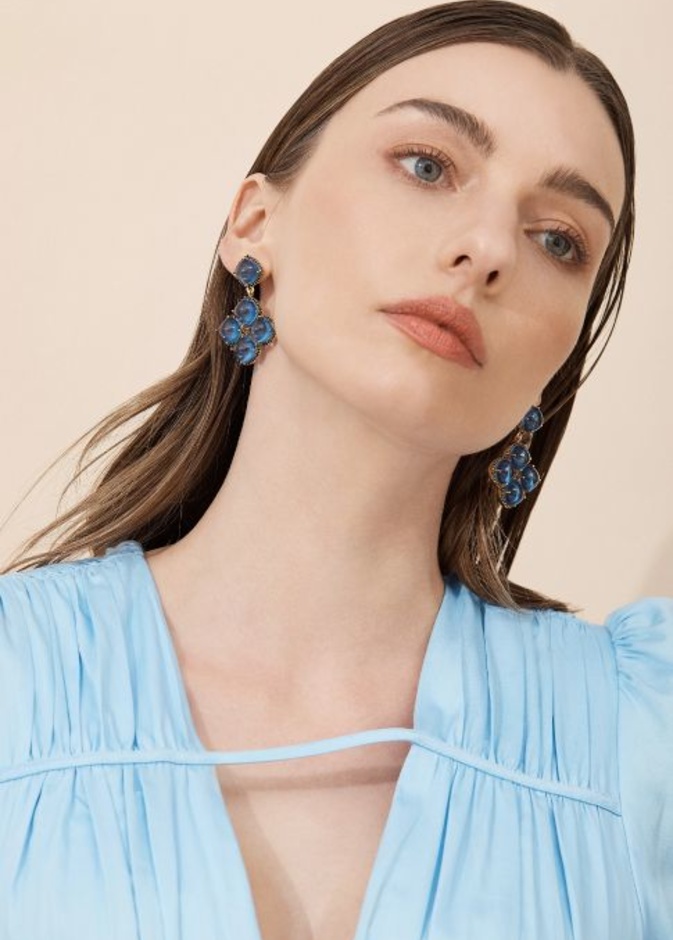 أقراط Cecilia المرصعة بالياقوت والجزع والكوارتز من فالير Valére