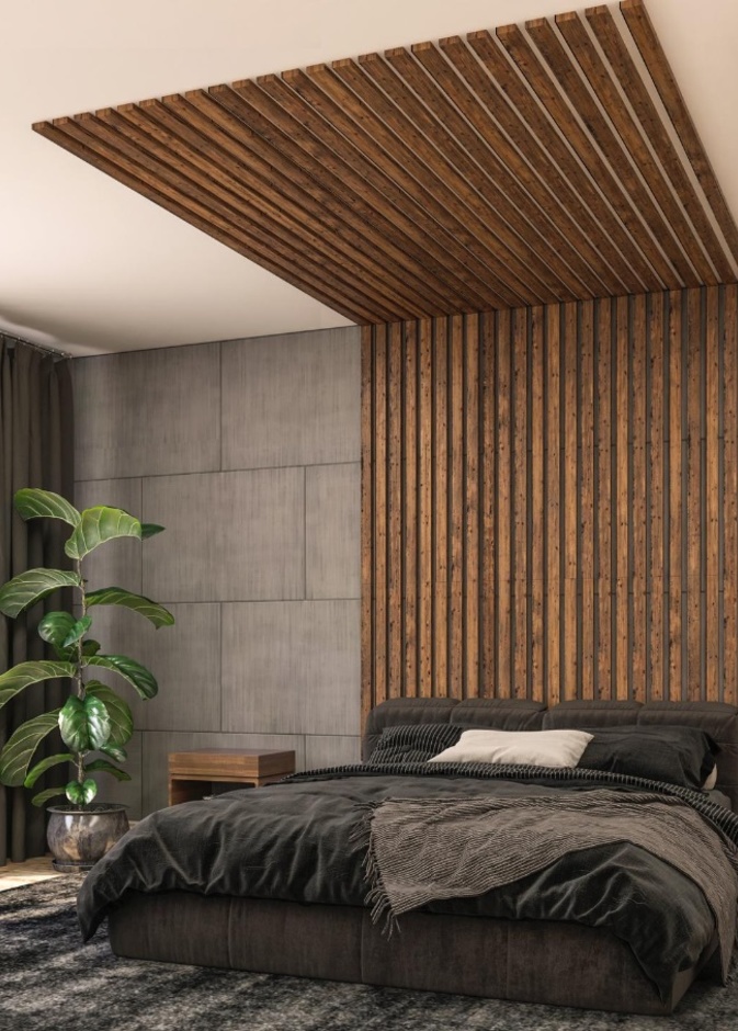 ألواح خشبية تعكس الدفء على ديكورات غرف النوم