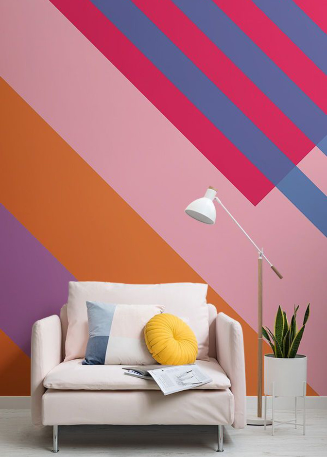 الخطوط القطرية في تصميم ورق الجدران لخلق نقطة جذب رائعة