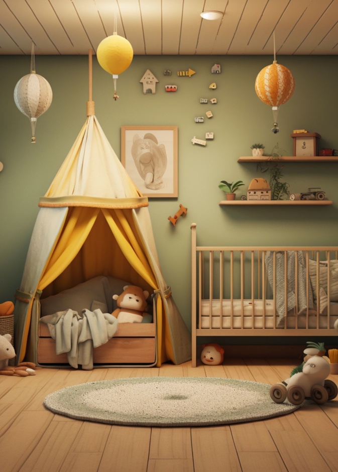 غرفة أطفال حديثي الولادة بألوان وتصاميم ممتعة