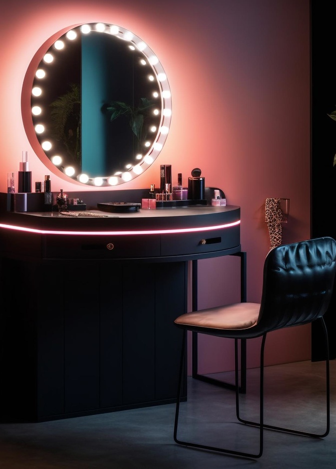 تصميم مودرن وجريء لطاولات مكياج غرف النوم