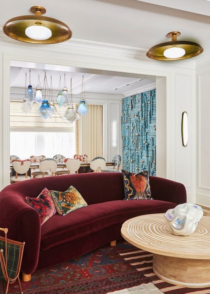 أريكة بلون الياقوت الأحمر الروبي