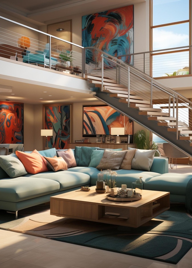 اللوحات الفنية في تزيين جدران الشقق الدوبلكس