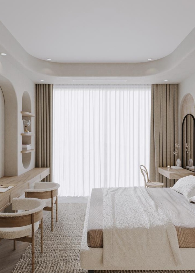 مكتب للعمل والدراسة في تصميم غرفة نوم بوهيمية