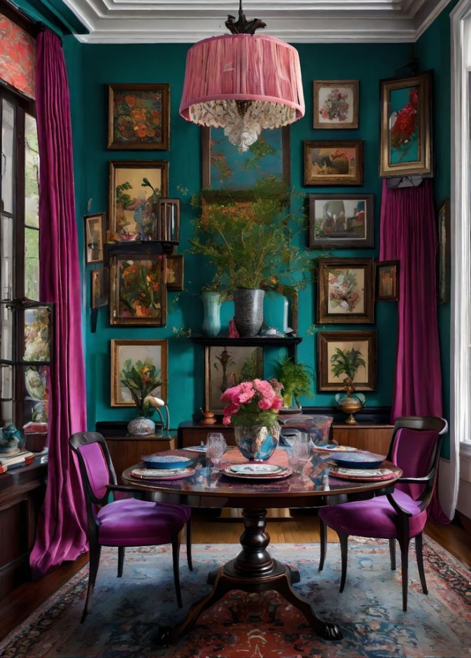 نغمات الجواهر jewel tones، من أجمل اتجاهات هذا العام لغرف الطعام