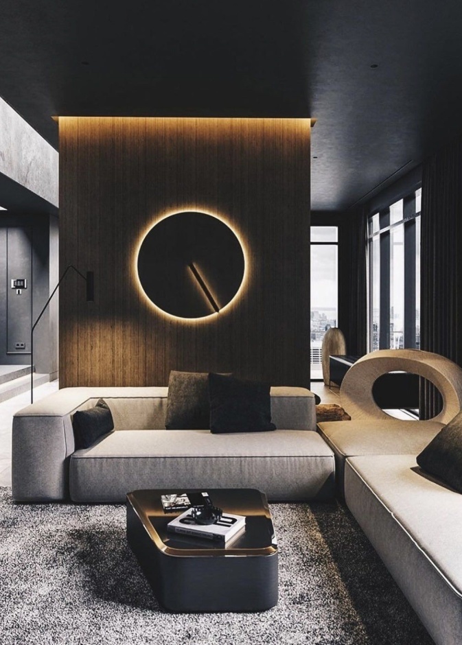 الأسود في ديكورات غرف المعيشة العصرية