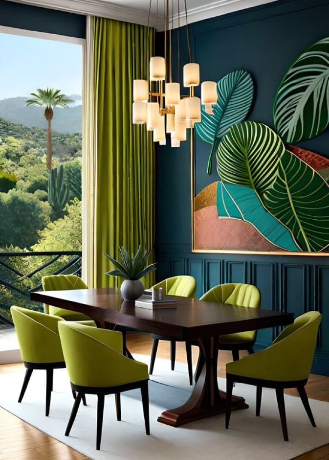 القطع الكبيرة من الأعمال الفنية على الحائط تبدو أكثر فخامة