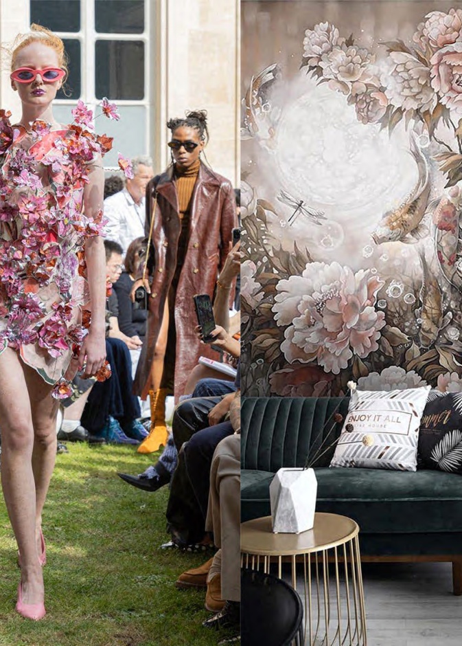 تصاميم Marni لربيع 2024 بنقشة المزهر تشكل خلفية رائعة لغرف المعيشة