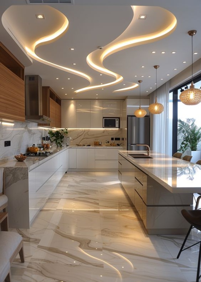 الأشكال المنحنية من أجمل التصاميم التي يمكن اختيارها لأسقف جبس بورد حديثة