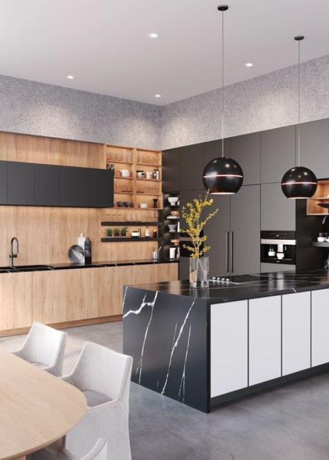 يفضل دمج المواد العضوية والطبيعية مثل الخشب الطبيعي، الحجر والمعادن لخلق مظهر متوازن