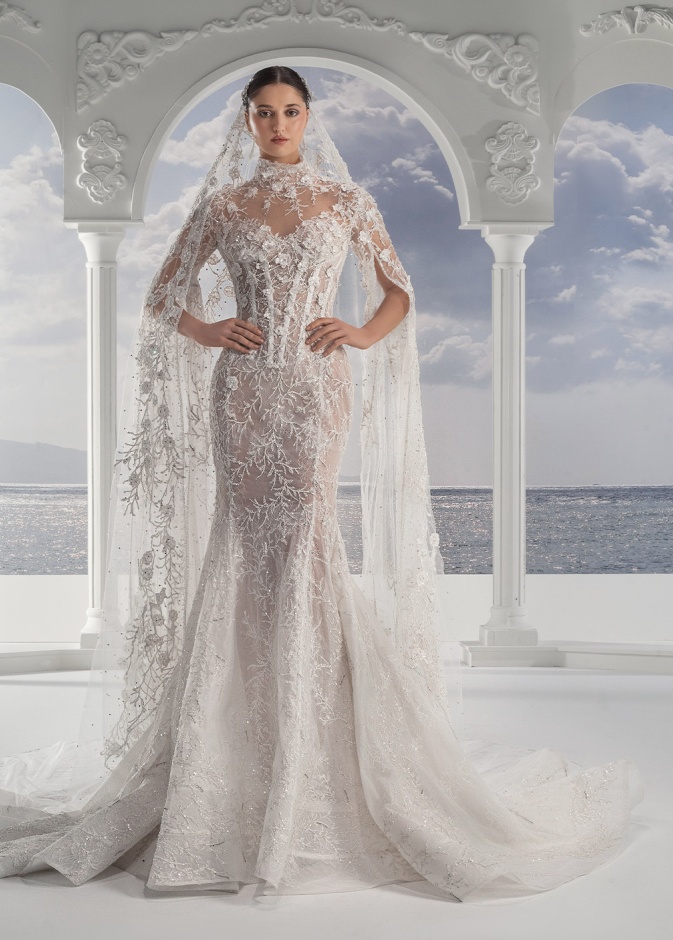 عروس زياد نكد مشبعة بتطريزات الورود