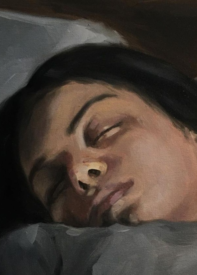 عمل للفنانة زاهية الردادي في معرض تبصيص في مركز المدينة للفنون 