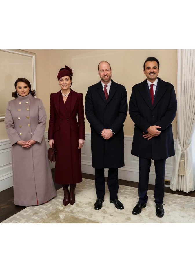 أمراء ويلز يستقبلون أمير قطر والشيخة جواهر