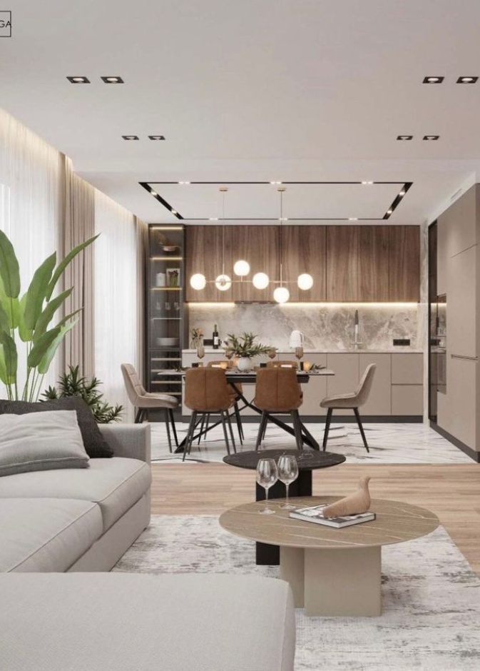 الإضاءة المحيطة المتمثلة في المعلقات، تضمن أن تبدو المساحة مشرقة ومفتوحة