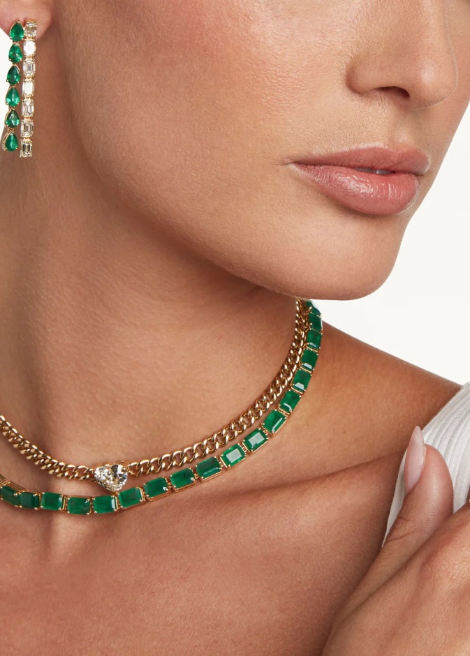 قلادة JUMBO EMERALD BAGUETTE TENNIS من SHAY