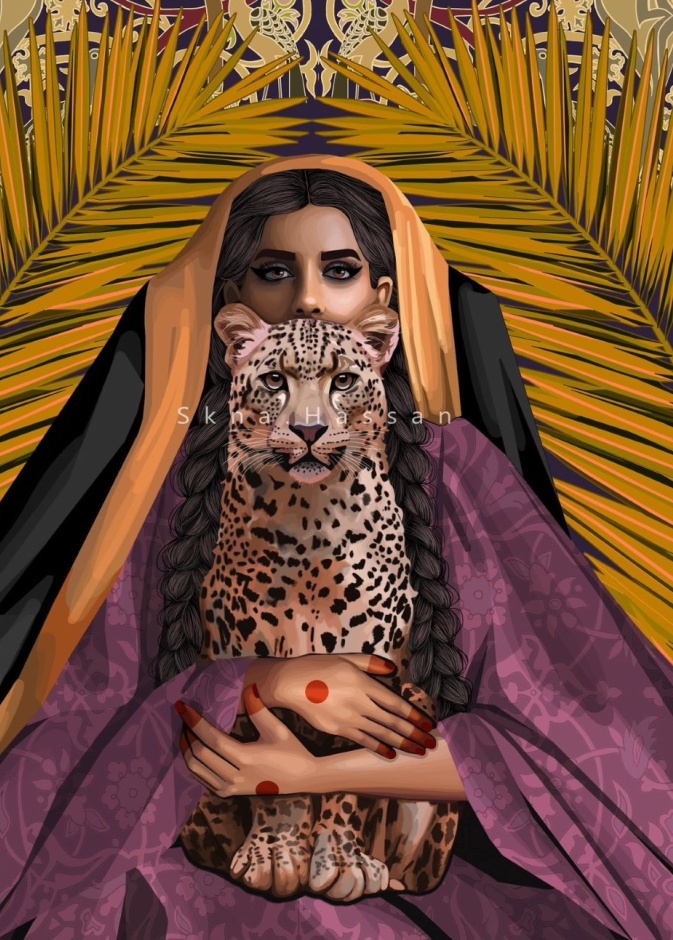 الفنانة السعودية سكنة حسن تحتفي باليوم العالمي للنمر العربي