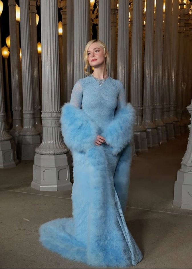 إيل فانينغ بفستان طويل بالأكمام الطويلة