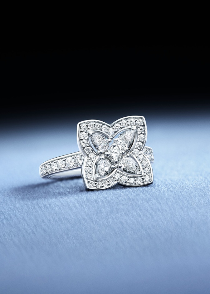 De Beers Enchanted Lotus Ring in White Gold