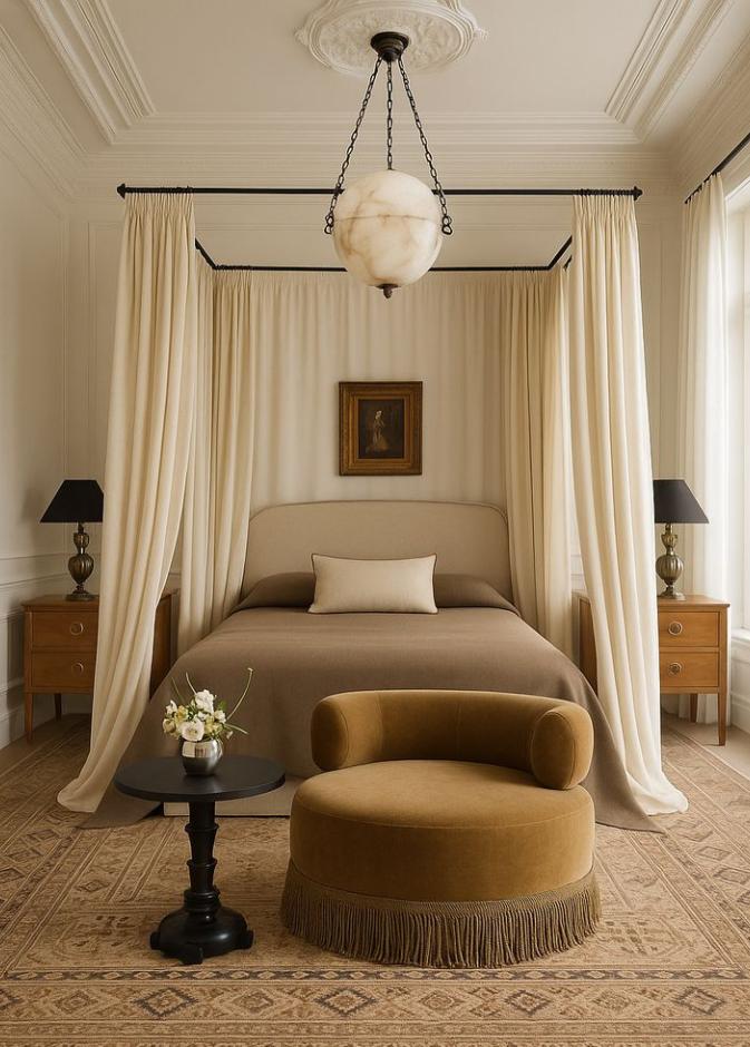 يقدم سرير الكانوبيه لمسة من الرومانسية، الكلاسيكية، والأناقة
