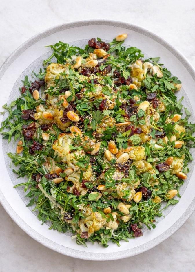 سلطة القرنبيط المشوية مع التمر