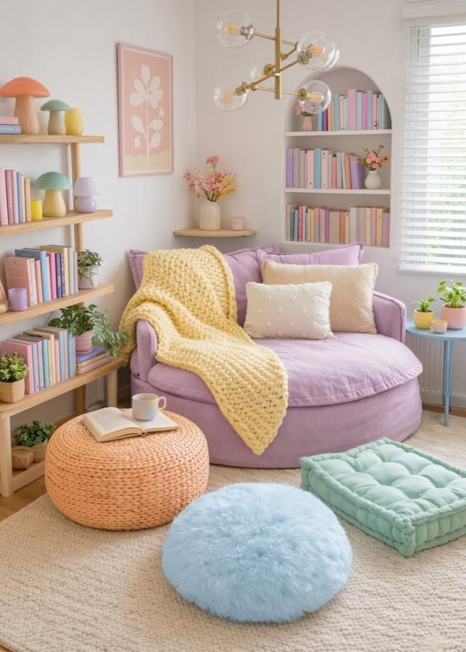 ألوان الربيع المبهجة في ركن القراءة