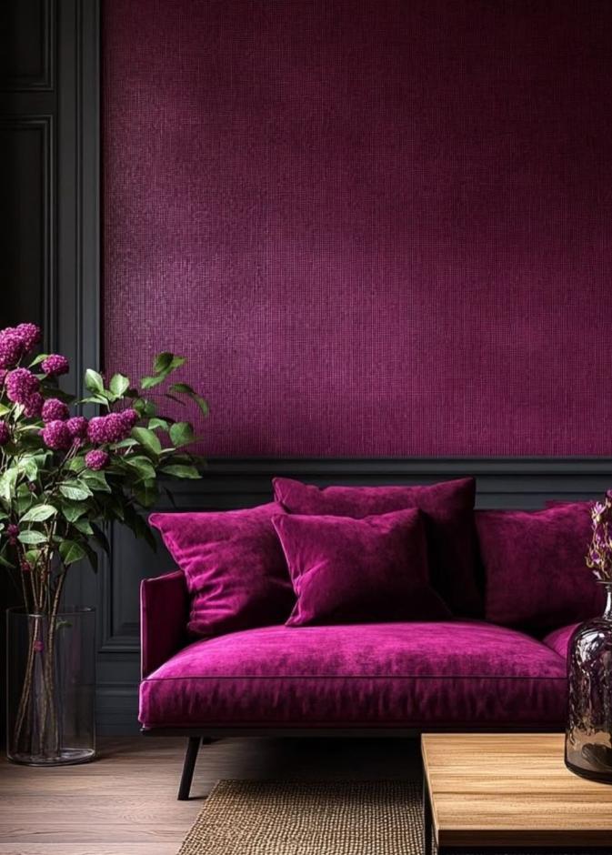 الأرجواني المائل للأحمر يمنح الغرفة عمقًا يخلق جوًا دافئًا