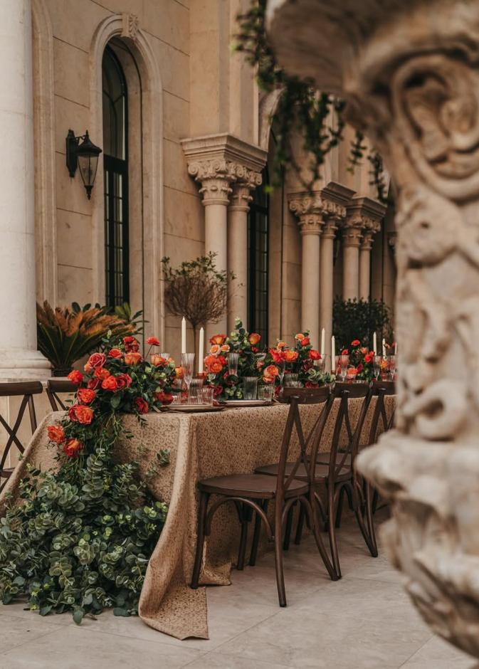 جمال تنسيقات ورود الزفاف البرتقالية