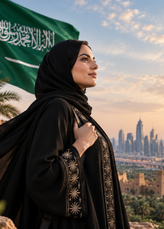 صورة معبرة عن طموح المرأة السعودية بالذكاء الإصطناعي