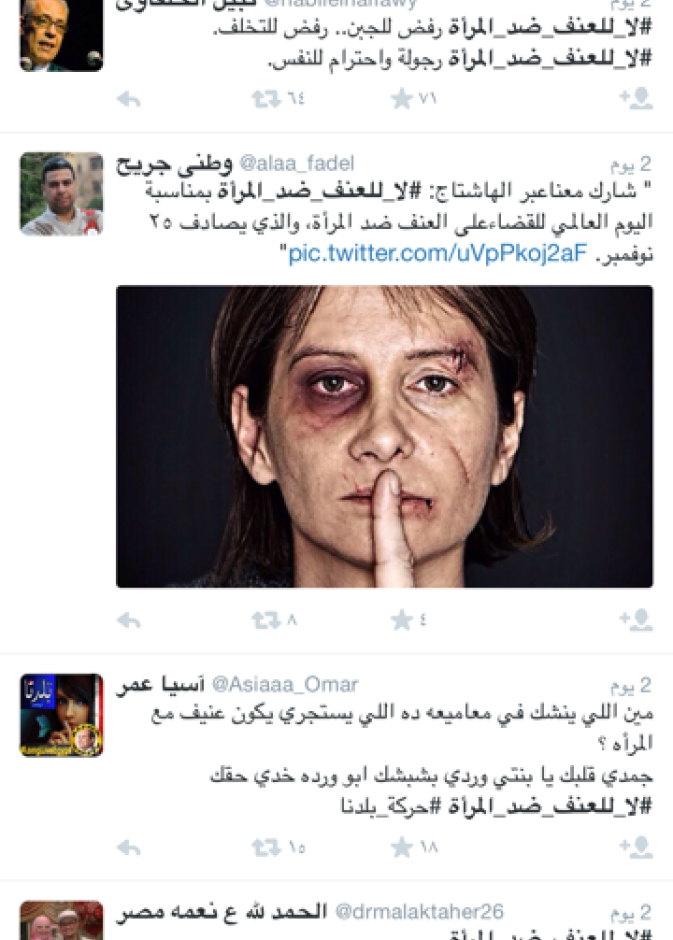 هاشتاق لا للعنف ضد المرأة يدافع عن السعوديات