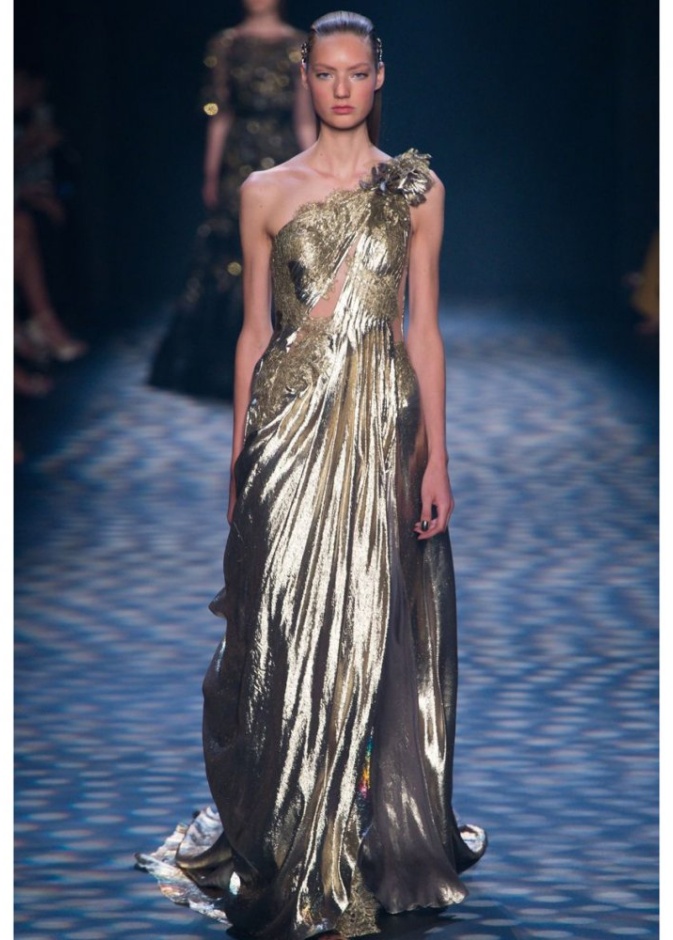 Marchesa فستان سهرة ذهبي من